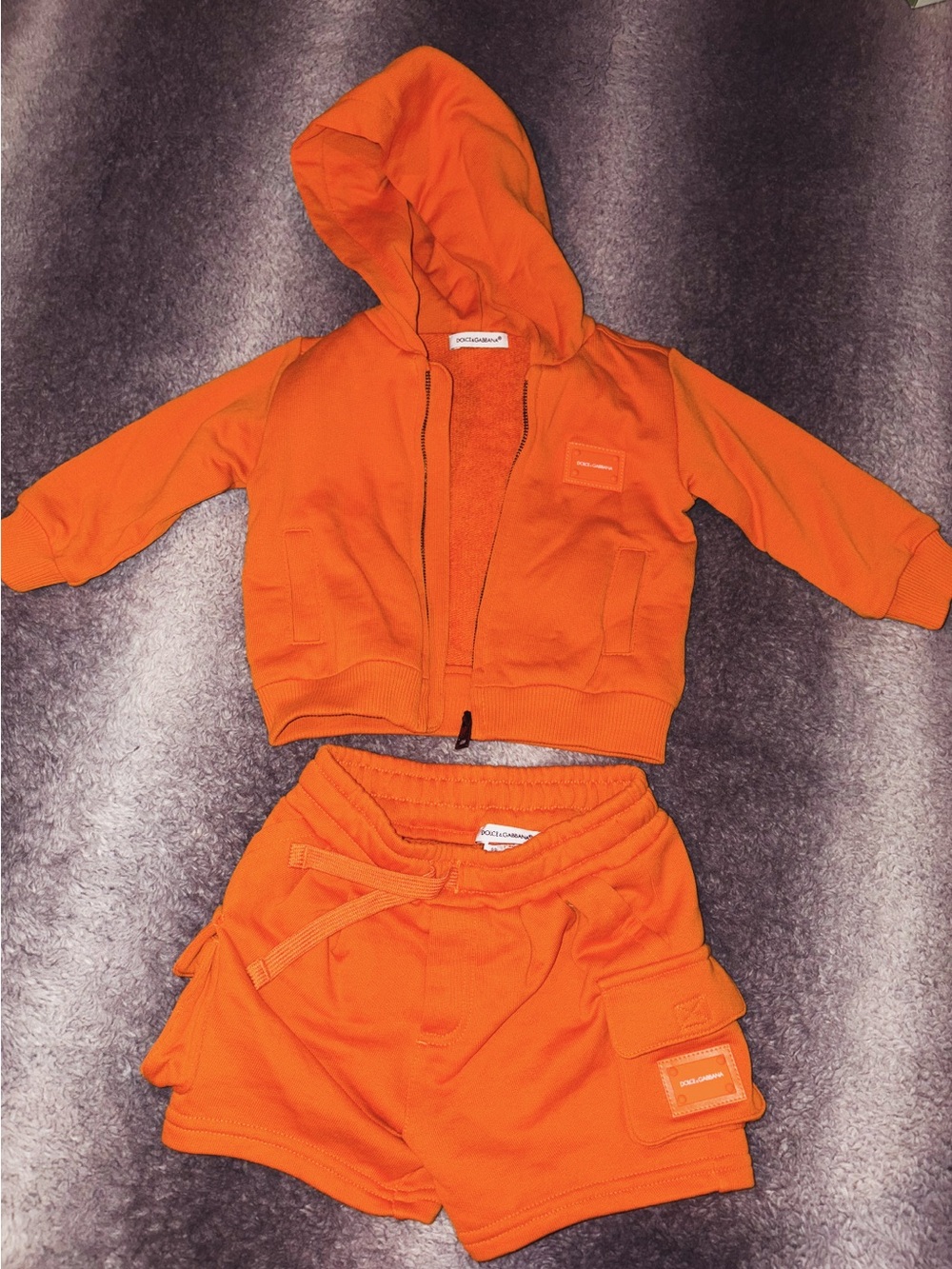 Dolce & Gabbana Vibrant Orange Kids Hoodie Set